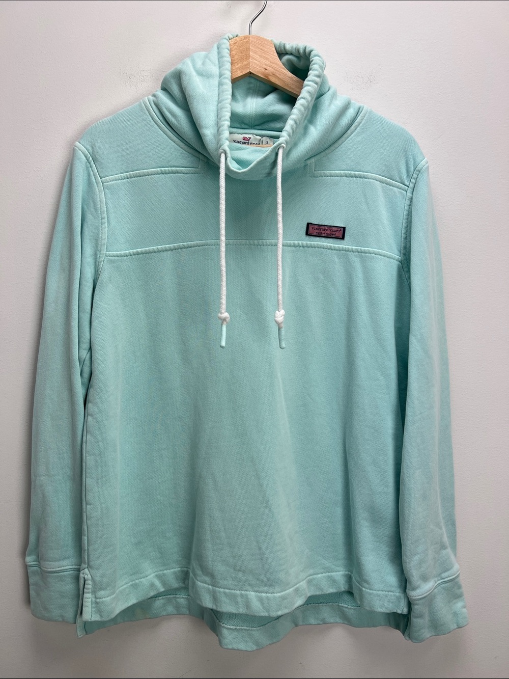 Vineyard Vines Vintage Surfshep Pullover Hoodie Teal Funnel Neck Womens Small